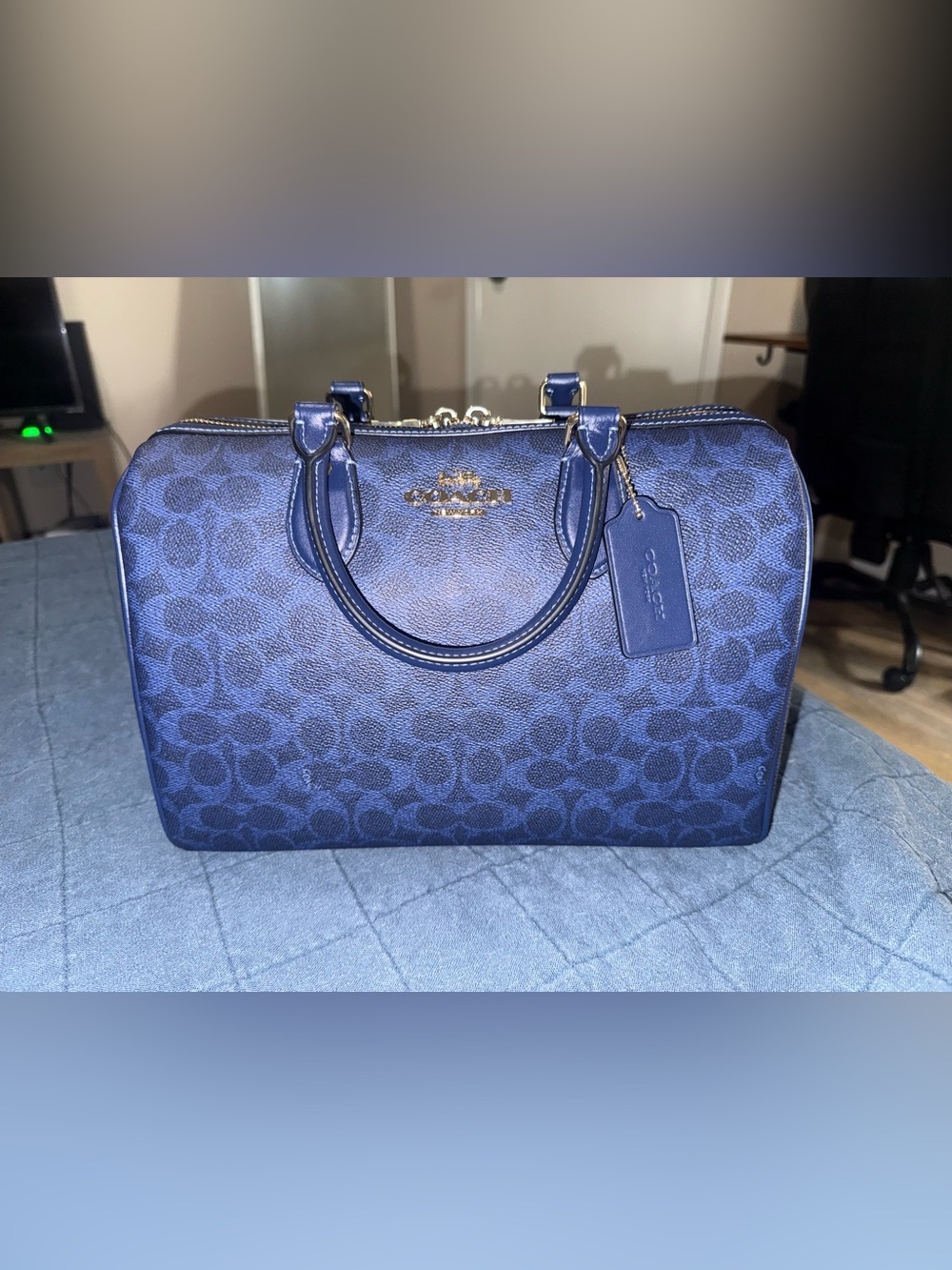 Coach Rowan Large Satchel Blue NWT